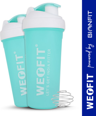 WErFIT 700 ml Plastic Shaker(Pack of 2, Green)