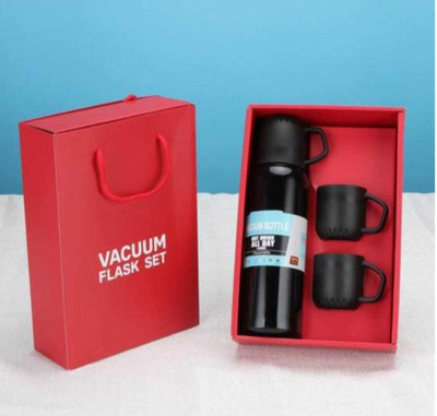 CraftsyCub 500 ml Stainless Steel, Steel Bottle With Drinking Glass(Pack of 1, Black)