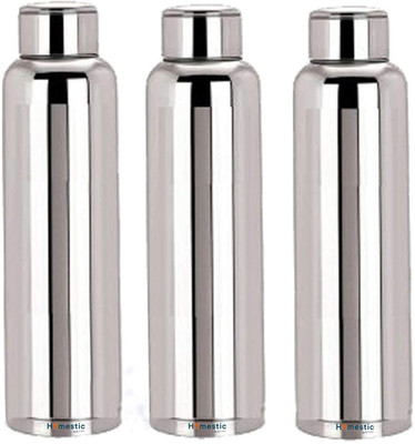 HOMESTIC by Kuber Industries 1000 ml Steel Bottle(Pack of 3, Silver)