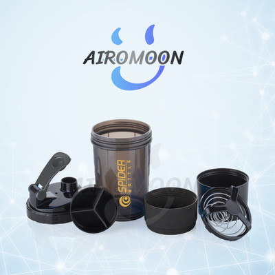 AIROMOON 600 ml Plastic Shaker(Pack of 1, Black)