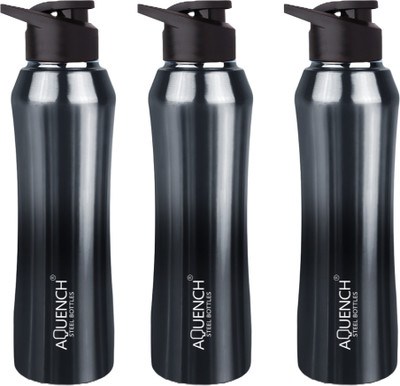 AQUENCH 1000 ml Steel Sipper(Pack of 3, Black, Grey)