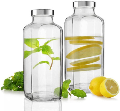 HOMETRIX 1000 ml Glass Flask(Pack of 2, Clear)