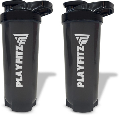 PLAYFITZ 700 ml Plastic Shaker(Pack of 2, Black)