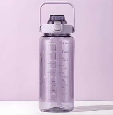 papita Transparent Plastic Water Bottle With Motivational Time Marker 2000 ml Bottle(Pack of 1, Purple, Plastic)