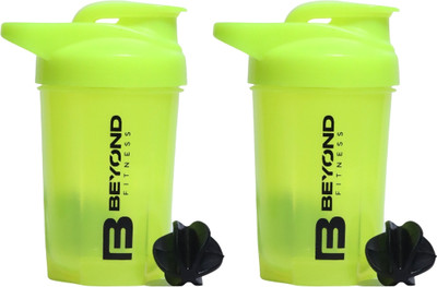 Beyondfitness 400 ml Plastic Shaker(Pack of 2, Green)