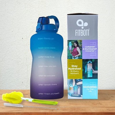 FITBOTT Sports Water Bottle 2 Litre with Time Markings 2000 ml Bottle(Pack of 1, Blue, Purple, Tritan)