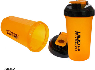 Piru 700 ml Plastic Shaker(Pack of 2, Orange)