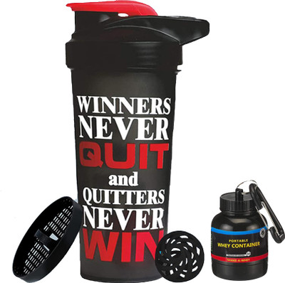 TRUE INDIAN 700 ml Plastic Shaker(Pack of 2, Red, Black)