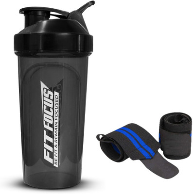 FIT FOCUS 600 ml Plastic Bottle(Pack of 2, Black, Blue)