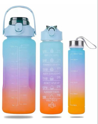 SnowShell 3 Water Bottle with Motivational Time Marker 3000 ml Bottle (Pack of 3) 2000 ml Bottle(Pack of 1, Multicolor, Plastic)