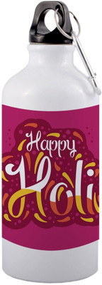 sublix holi with multicolor happy si_Alluminium bottle1855 600 ml Sipper(Pack of 1, White, Aluminium)