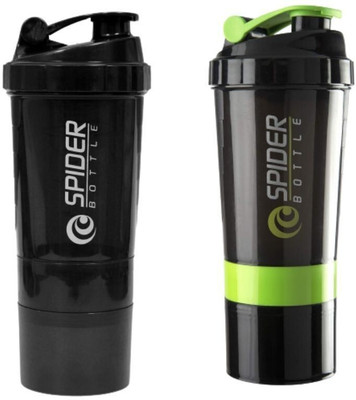 TRUE INDIAN 500 ml Plastic Shaker(Pack of 2, Black, Green)