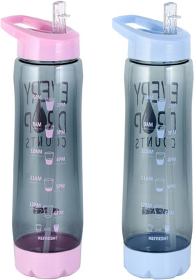 ABD 900 ml Plastic Shaker(Pack of 2, Pink, Blue)
