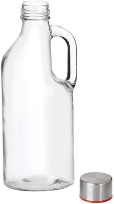 DHANSAL 1000 ml Glass Bottle With Drinking Glass(Pack of 1, Clear)