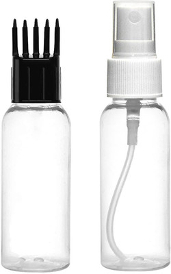 nsb herbals Clear Plastic Empty White Fine Mist Spray with Dust Cap + Comb Applicator 30 ml Spray Bottle(Pack of 3, Clear, Black, White, PET, Plastic)