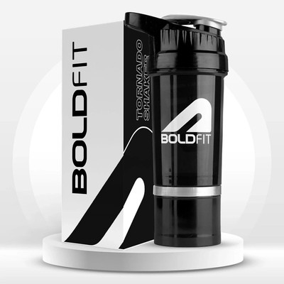 BOLDFIT 500 ml Plastic Shaker(Pack of 1, Black)
