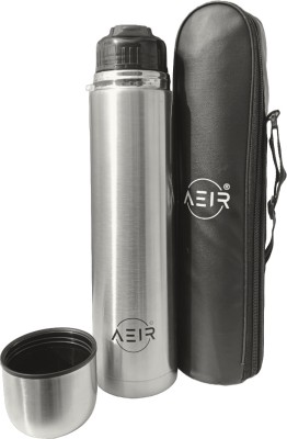 SolamShop 18 Hrs Hot and Cold Bullet Vacuum Flask 1000 ml with Zipper Bag 1000 ml Flask(Pack of 1, Silver, Steel)