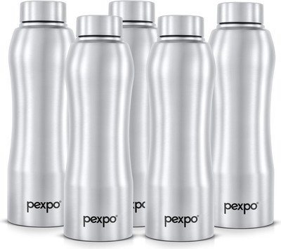 pexpo 1000 ml Steel Bottle(Pack of 5, Silver)