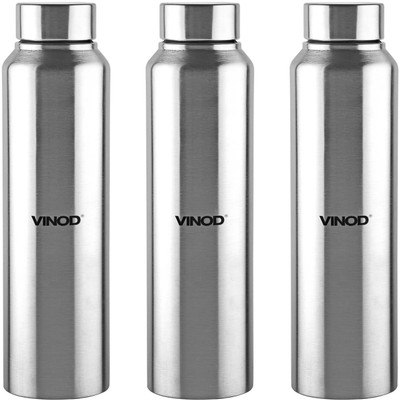 VINOD 1000 ml Steel Bottle(Pack of 3, Steel/Chrome)