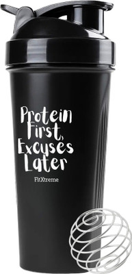 FitXtreme 700 ml Plastic Shaker(Pack of 1, Black)