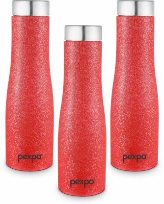 pexpo 1000 ml Fridge and Refrigerator Stainless Steel Water Bottle, Monaco 1000 ml Bottle(Pack of 3, Red, Steel)
