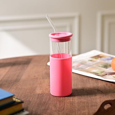 MARKET 99 480 ml Glass Sipper(Pack of 1, Pink)