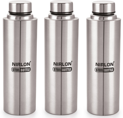 NIRLON 1000 ml Steel Bottle(Pack of 3, Silver)
