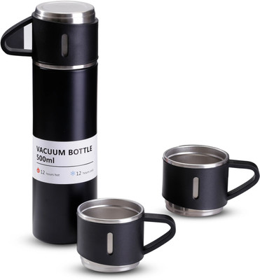 RECTITUDE 500 ml Steel Flask(Pack of 1, Black)