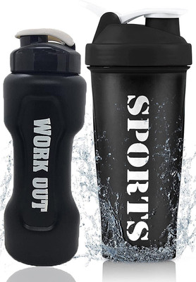 TRUE INDIAN 600 ml Plastic Shaker(Pack of 2, Black)