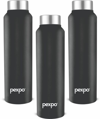 pexpo 750 ml Fridge Stainless Steel Water Bottle, Chromo-Xtreme 750 ml Bottle(Pack of 3, Black, Steel)