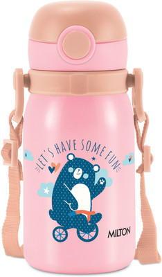MILTON Companion 300 Insulated One Click Flip Lid Water Bottle 275ml with Straw Kids 275 ml Bottle(Pack of 1, Pink, Plastic)