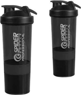 TRUE INDIAN 500 ml Plastic Shaker(Pack of 2, Black)