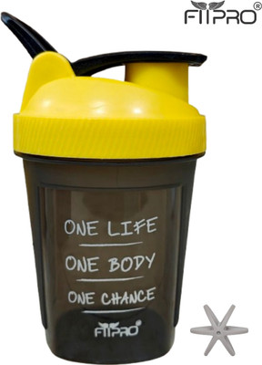 FitPro 400 Ml Mini Fuel Shaker With Blender Ball 400 ml Shaker(Pack of 1, Yellow, Plastic)