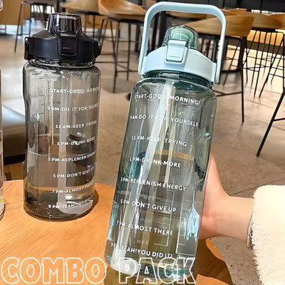 anshika 2000 ml Plastic, Silicone, Tritan Sipper(Pack of 2, Light Green, Black)
