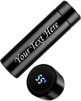 Raj Gifts Customised Name Led Display Temperature Bottle 500 ml Flask(Pack of 1, Black, Steel)