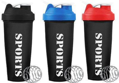 ZYRO 650 ml Plastic Shaker(Pack of 3, Black, Brown, Red)