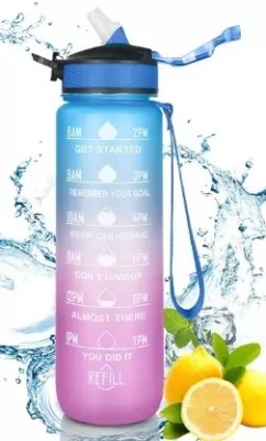 HAPPY CART 1 Litre Water Bottle with Motivational Time Marker & Gym Sipper 1000 ml Sipper 1000 ml Sipper(Pack of 1, Multicolor, Plastic)