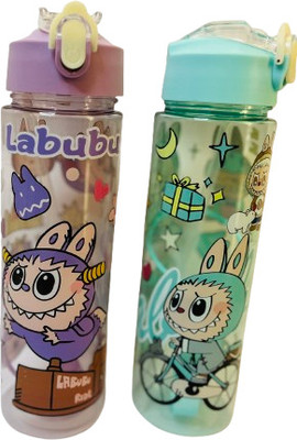 labubu 750 ml Plastic Bottle(Pack of 2, Purple, Light Green)
