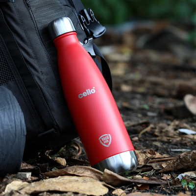 cello SS Dura 500 ml Bottle(Pack of 1, Red, Steel)
