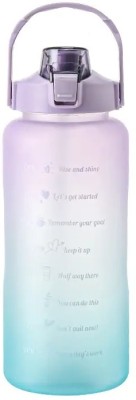 NH WORLD Big 2 Litre Motivational Water Bottle with Time Marker & Straw--Purple/Blue 2000 ml Sipper(Pack of 1, Blue, Purple, Tritan)