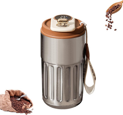 DailyAlley Insulated Coffee Mug with LED Temperature Display 400 ml Flask(Pack of 1, Silver, Aluminium)