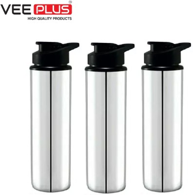 VEE PLUS Stainless steel ECO leak proof water bottle 900 ml Bottle(Pack of 3, Silver, Steel)