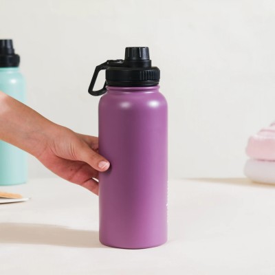 Nestasia Stainless Steel Insulated Water Bottle, Vacuum Double-Walled, Rust-Resistant 1000 ml Bottle(Pack of 1, Purple, Steel)