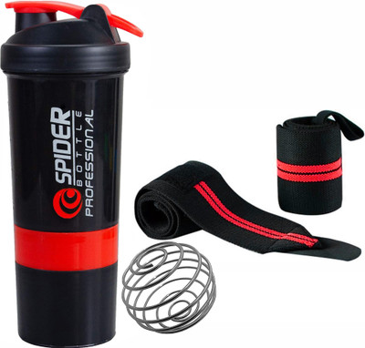 TRUE INDIAN 500 ml Plastic Shaker(Pack of 2, Red, Black)