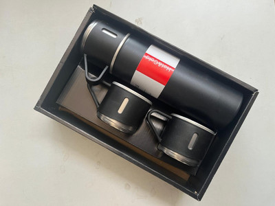 Pruthvirajsinh Vacuum Insulated Flask set 3 Cup set for Hot & Cold Drink 500 ml Flask 500 ml Flask(Pack of 1, Black, Steel)