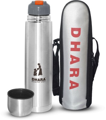 Dhara Stainless Steel Double Wall Vacuum Insulated Dilmah Hot And Cold Thermosteel Flip Lid 1000 ml Flask(Pack of 1, Silver, Steel)