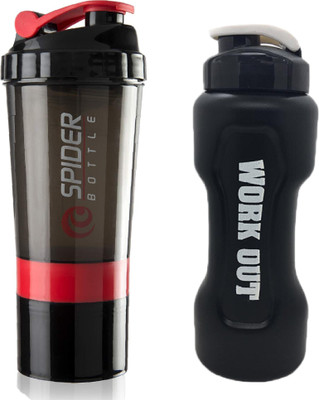 TRUE INDIAN 500 ml Plastic Shaker(Pack of 2, Red, Black)