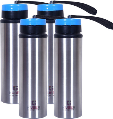 KUBER INDUSTRIES 750 ml Steel Bottle(Pack of 4, Silver)