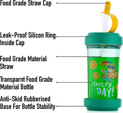 HARIJI 500 ml Plastic Sipper(Pack of 1, Green, Clear)