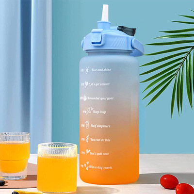 RRWYN Set of 3 Water Bottle with Motivational Time Marker 2000 ml Sipper(Pack of 1, Multicolor, Plastic)